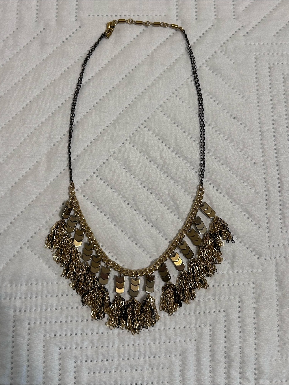 Gold Fringe Statement Necklace - Women Jewelry